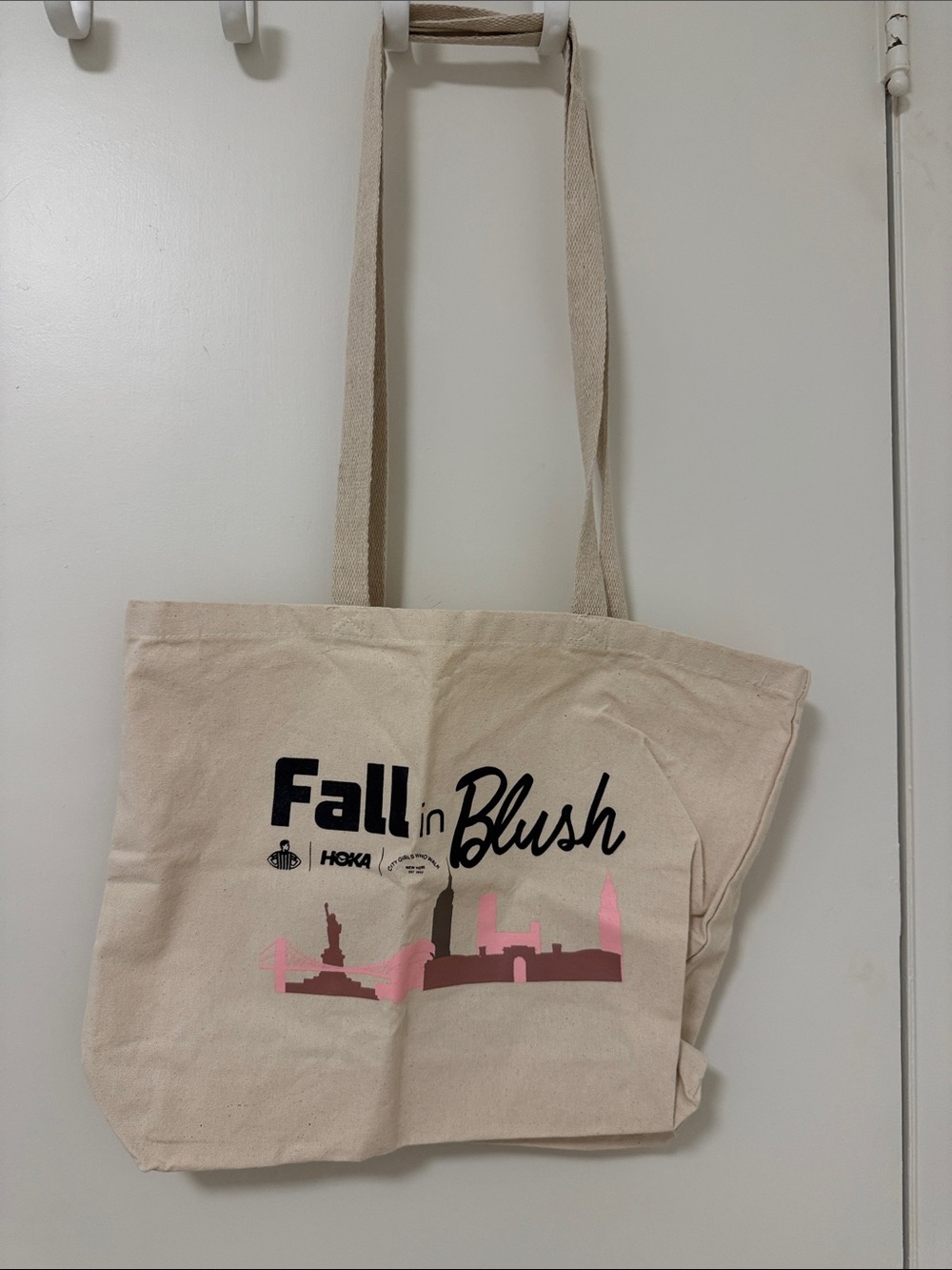 Hoka Natural Canvas Tote with Pink Graphic